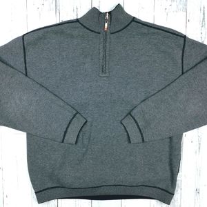Tommy Bahama Reversible 1/4 Zip Pullover Sweater Shirt Men's Medium Gray/Black